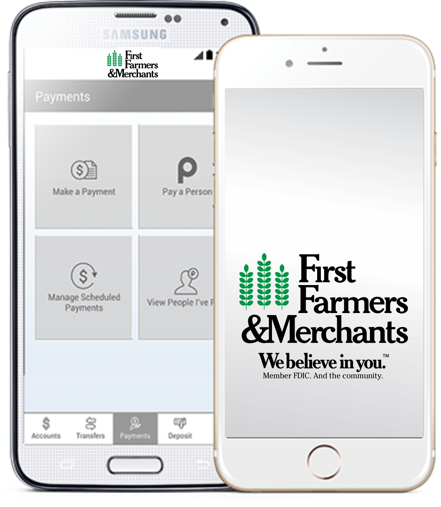 mobile device featuring our FF&M mobile app